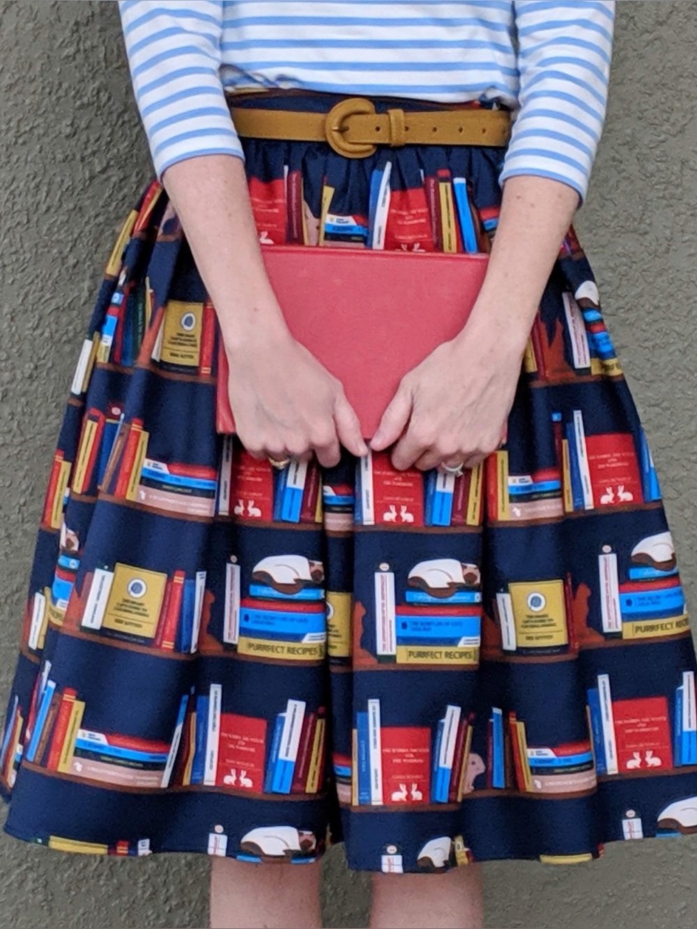 A-Line Bookcase Print Novelty Skirt